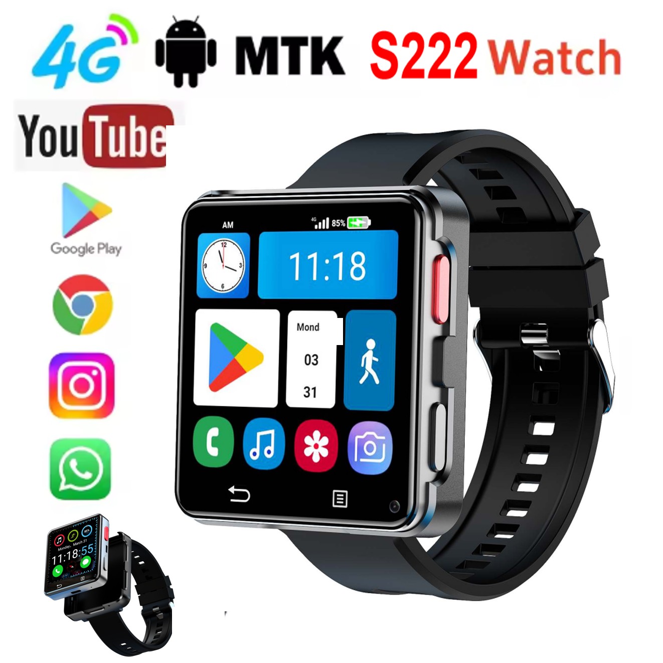 Smart Watch - S222 Smart Watch 4G SI-M Card