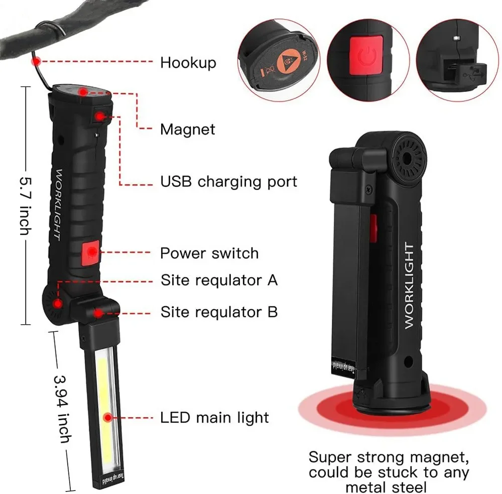 Portable COB LED Flashlight US - Power Bank ulasan dan harga