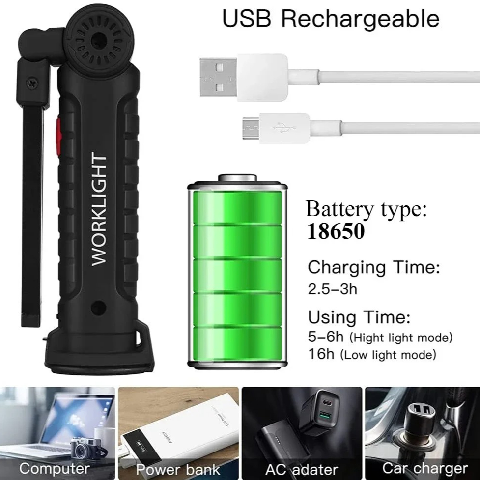 Portable COB LED Flashlight US - Power Bank ulasan dan harga