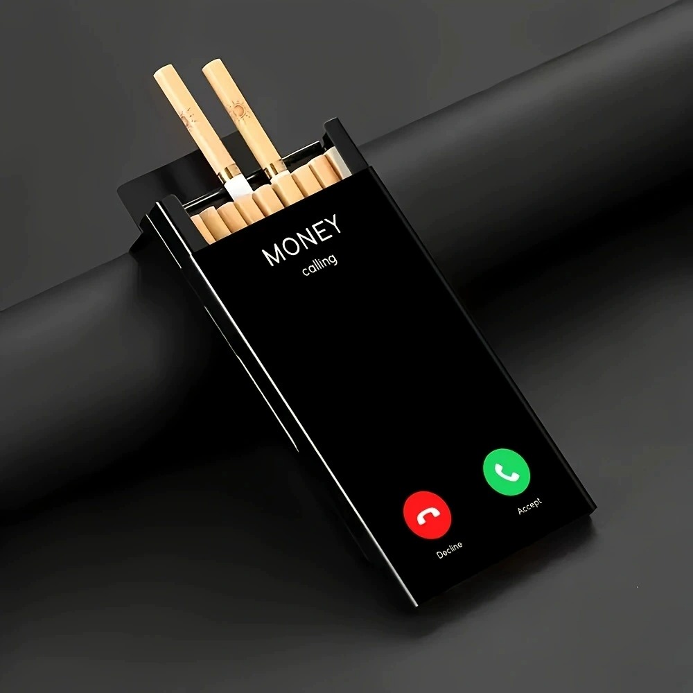 Slim Metal Cigarette Case with - Phone Holder ulasan dan harga