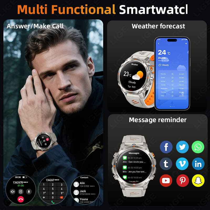 LIGE Rugged GPS Track Smart Wa - Smart Watch ulasan dan harga